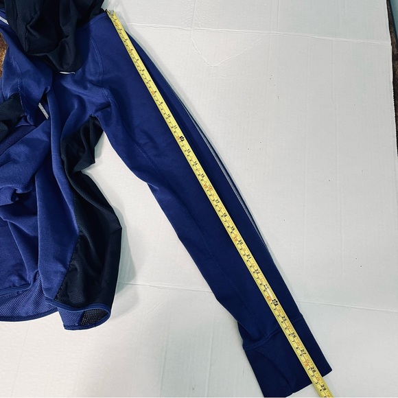 Nike Running Women M Dri-Fit Hooded Half-Zip LS Shirt Pullover Blue Lightweight - Picture 16 of 16